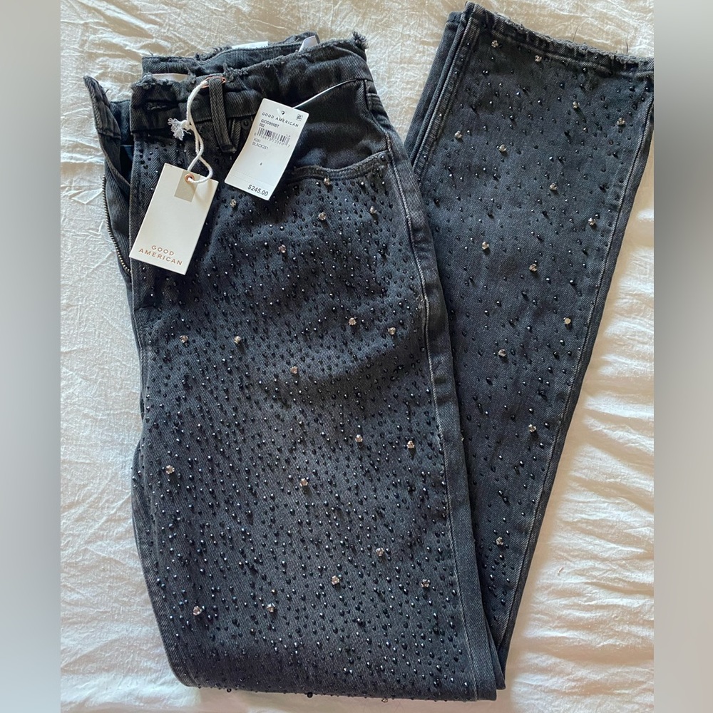 Good American Good Icon Embellished High Rise Jeans - Picture 3 of 5
